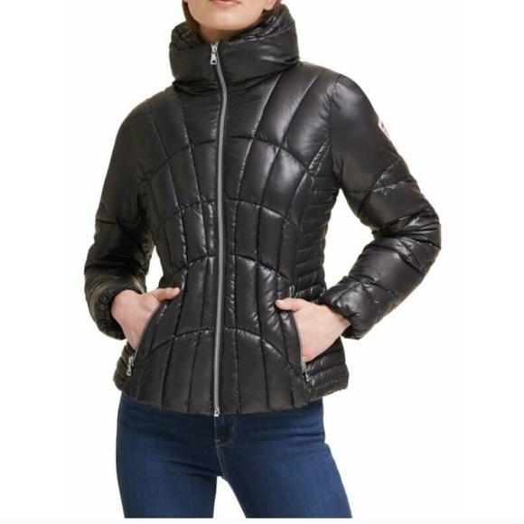 Guess Women's Black Puffer Jacket Size L - Picture 4 of 16